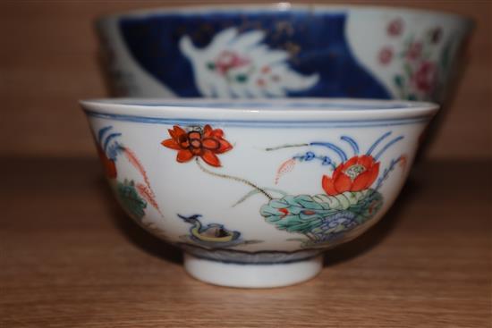 A Chinese bowl and a Chinese Imari bowl largest diameter 28cm